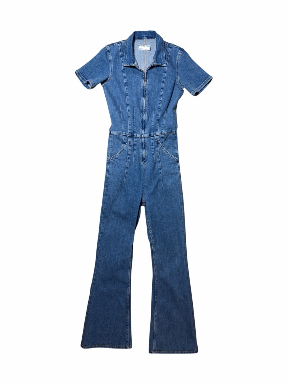Free People Denim Jayde Flare Jumpsuit Womens S - Picture 2 of 8